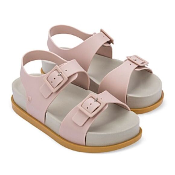 Melissa WIDE PLATFORM BUCKLED SANDALS IN BEIGE/PINK 9 Y2K - Picture 1 of 7